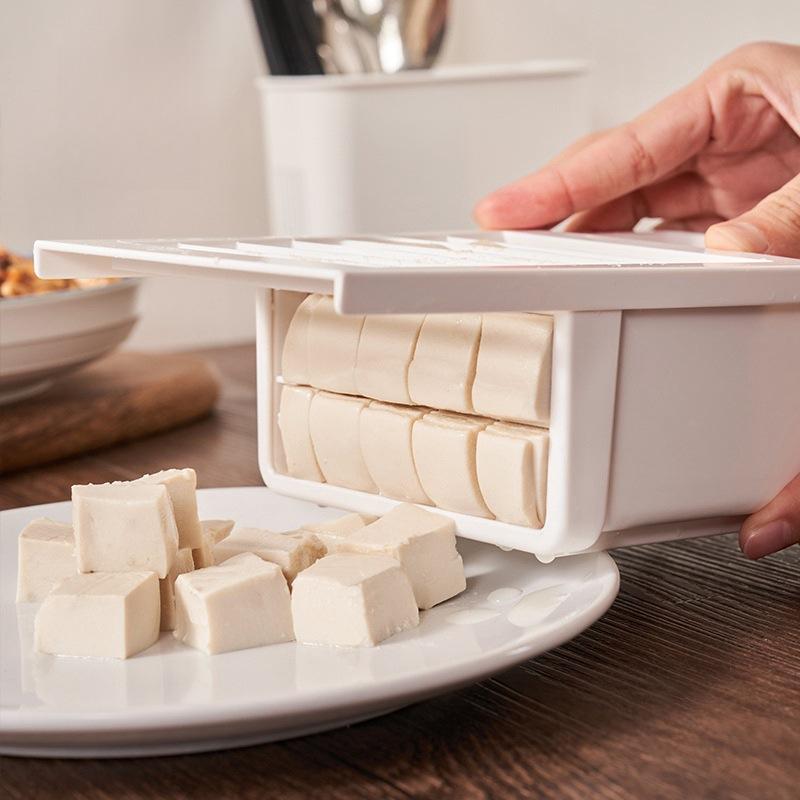 Voedselkwaliteit Tofu Snijder Snelle Gelijkmatige Snede Antislip Handvat Blokjes Plastic Vorm Voor Thuis Keuken Voedselbereiding