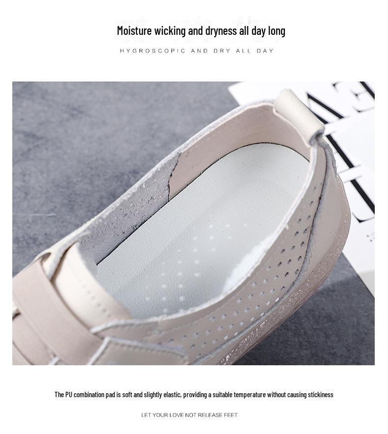 Summer Korean-Style Women's Hollow Velcro Sneakers - Soft, Trendy, and Perforated Design.