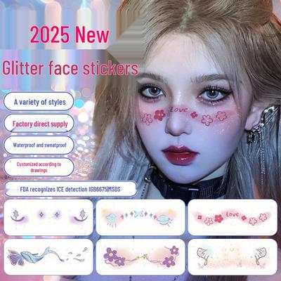 Glitter Tattoo Stickers: Colorful, Removable Face Art for Party Makeup
