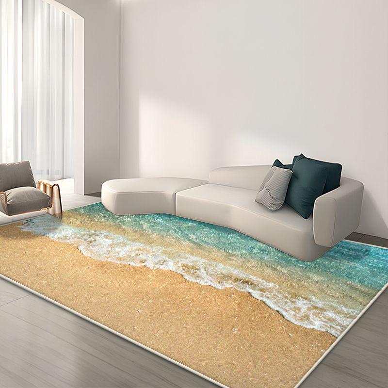 

Современное украшение Большие ковры для гостиной 3D-узор побережья Ковер для спальни прикроватный Легко чистящийся Ковер для лаунжа Нескользящий Моющийся коврик Уличный 60*90cm
