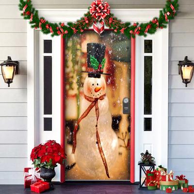 Merry Christmas Cartoon Door Curtain, Santa, Snowman, Reindeer, Home Xmas Hanging Ornament, Dream Party Entrance