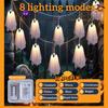 Halloween Ghost Decor - 10 LED Battery Operated Halloween Decorations Lights, 8 Modes Light Up Ghost Garland, LED String Lights Indoor Outdoor for