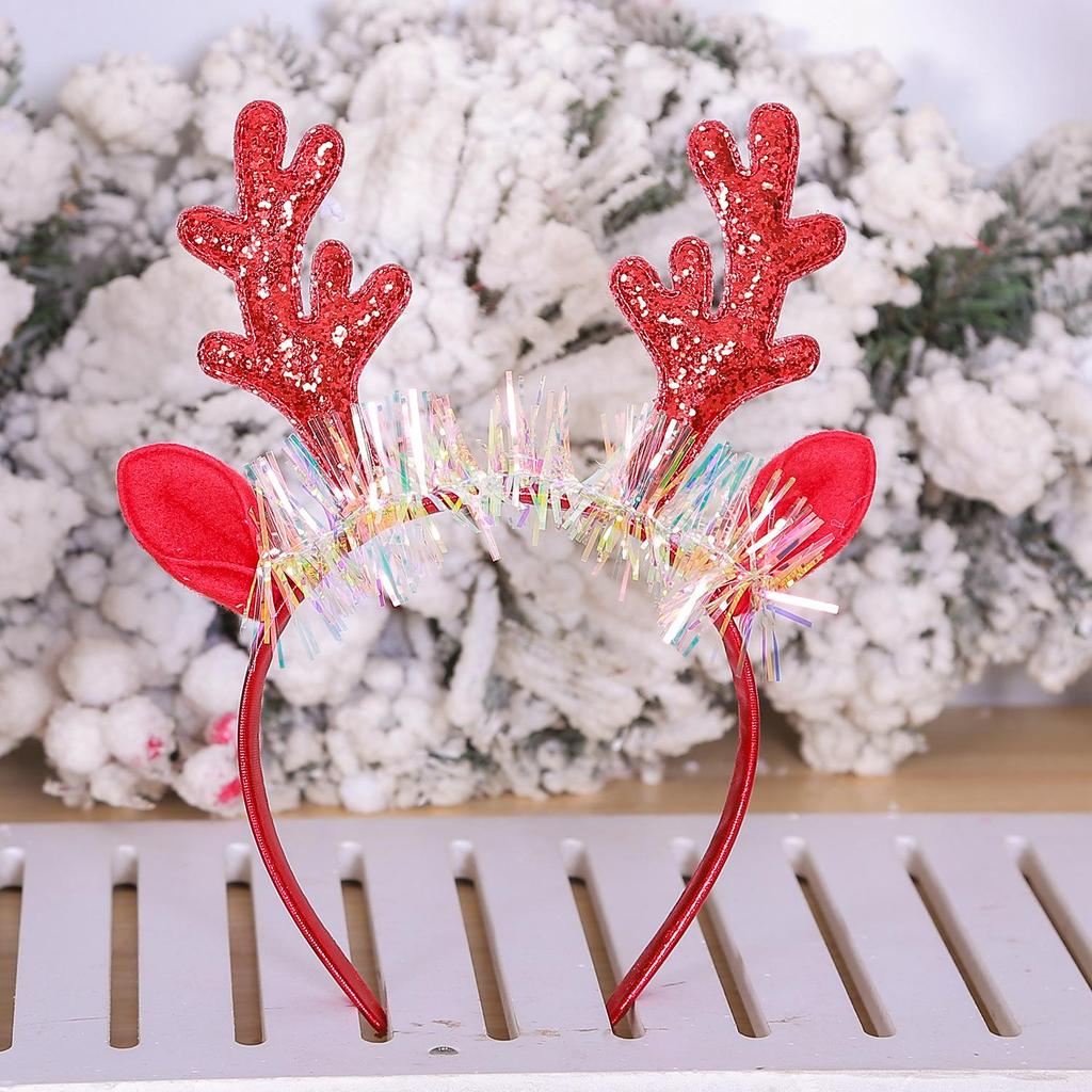 Mingguan Holiday Glitter Antler Bell Headband - Christmas Party Hair Accessory