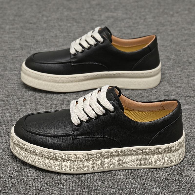 Fashion New Men's Comfort All Match Lace Up Thick-soled Height Increasing Causal Shoes Male Fashion Flats Moccasins Walking Sneakers
