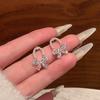 Explosive Full Diamond Bow Pearl Stud Earrings Exquisite and Sweet Versatile Earrings Light Luxury High Sense Unique and Beautiful Earrings