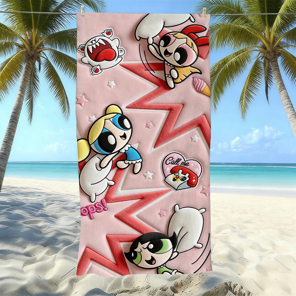 Cartoon Flying Little Policewoman Microfiber Beach Towel Quick-Drying Water-Absorbing Children'S Swimming Bath Towel Travel Portable Large Ruler