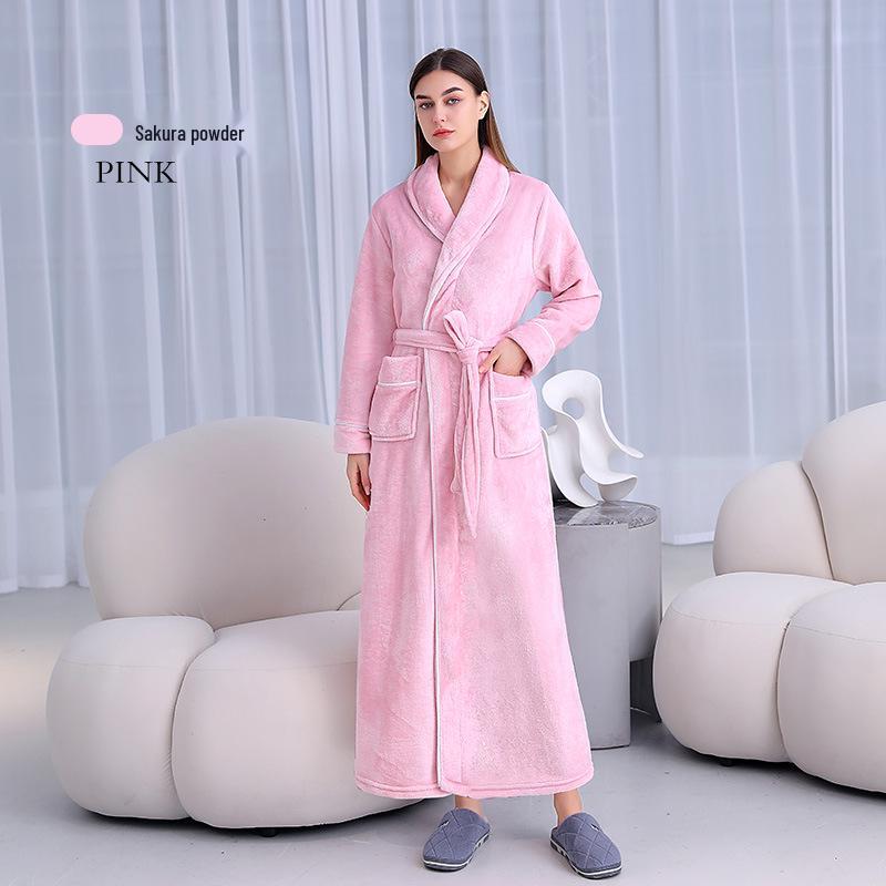 Thick Flannel Couple Bathrobe - Plus Size Homewear for Women & Men