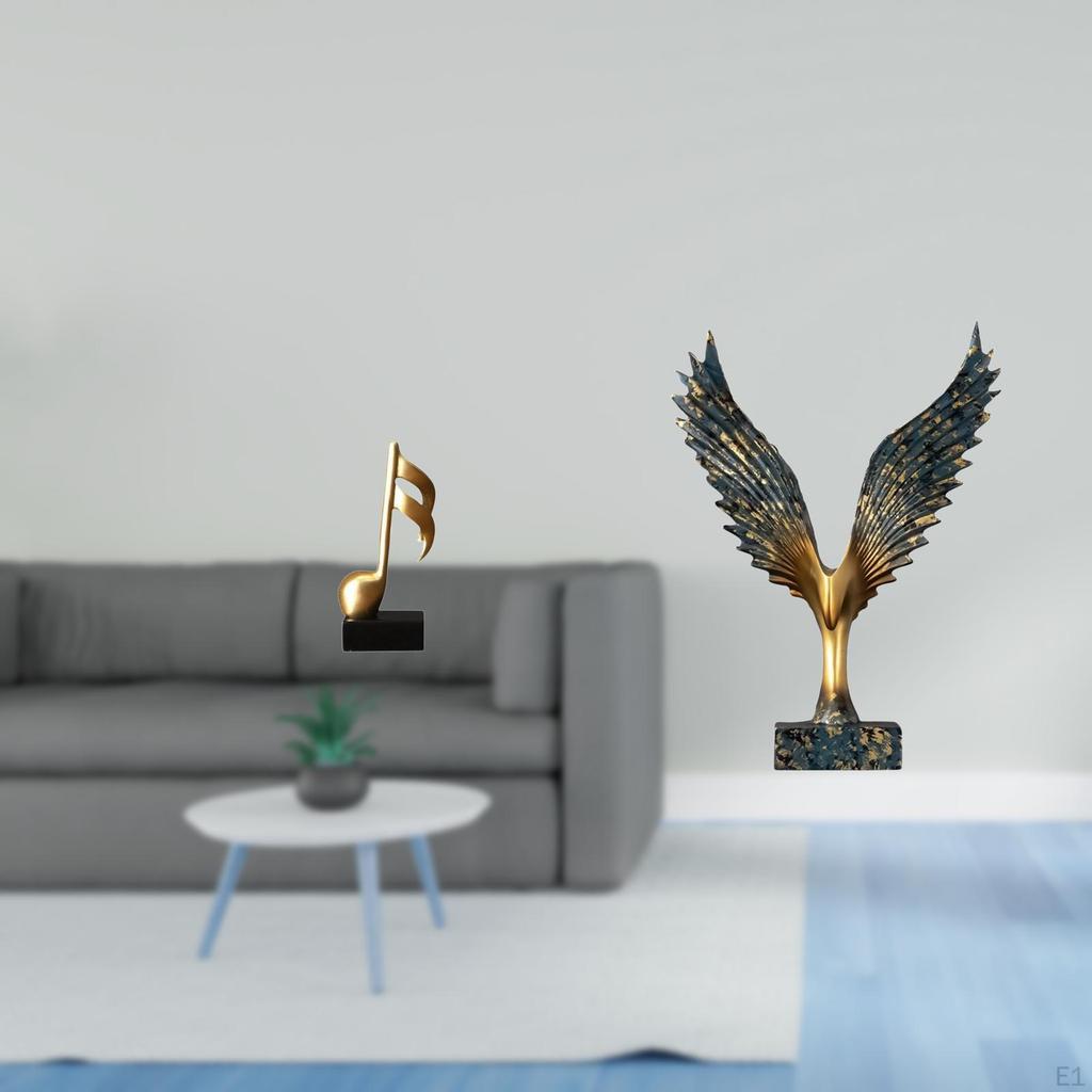 Harmonic Winged Resin Note Sculpture Creative Musical Figurine Tabletop Centerpiece Feng Shui