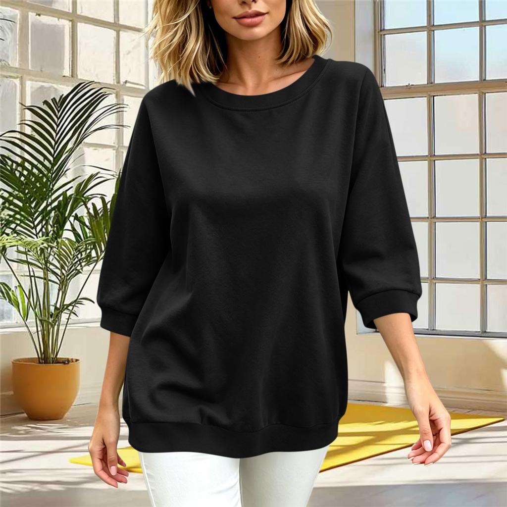Women's Casual Three-Quarter Sleeve T-Shirt Top for Everyday Wear