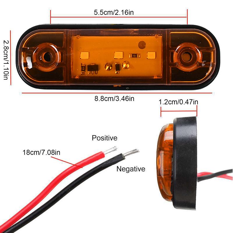 LED Side Marker Lights Car Front Tail Marker Lights Waterproof Enhanced Night Driving Safety Vehicle Rear Light For SUV Trailers