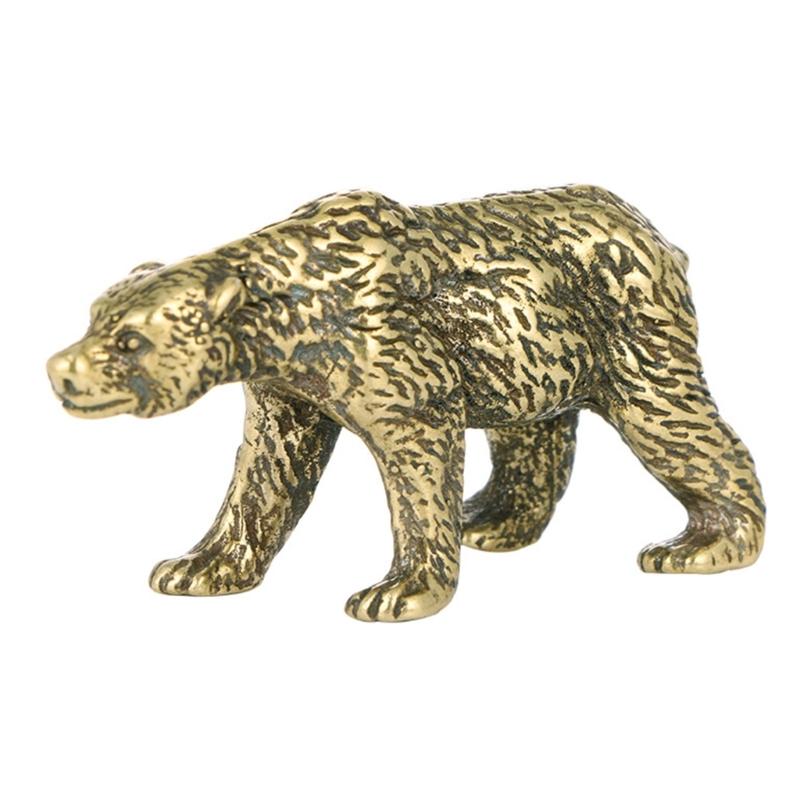 

Antique Animal Figurine Vintage Brass Bear Miniature Statue Home Office Decoration Shelf Desktop Art Piece Ornament 1