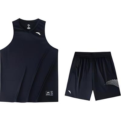 Seria Koszykówki Luźny Oddychający Wygodny Odprowadzający Pot Strój Sportowy Casualowy Garnitur Męski Basic-Czarny Czysto-Biały 952421205-2