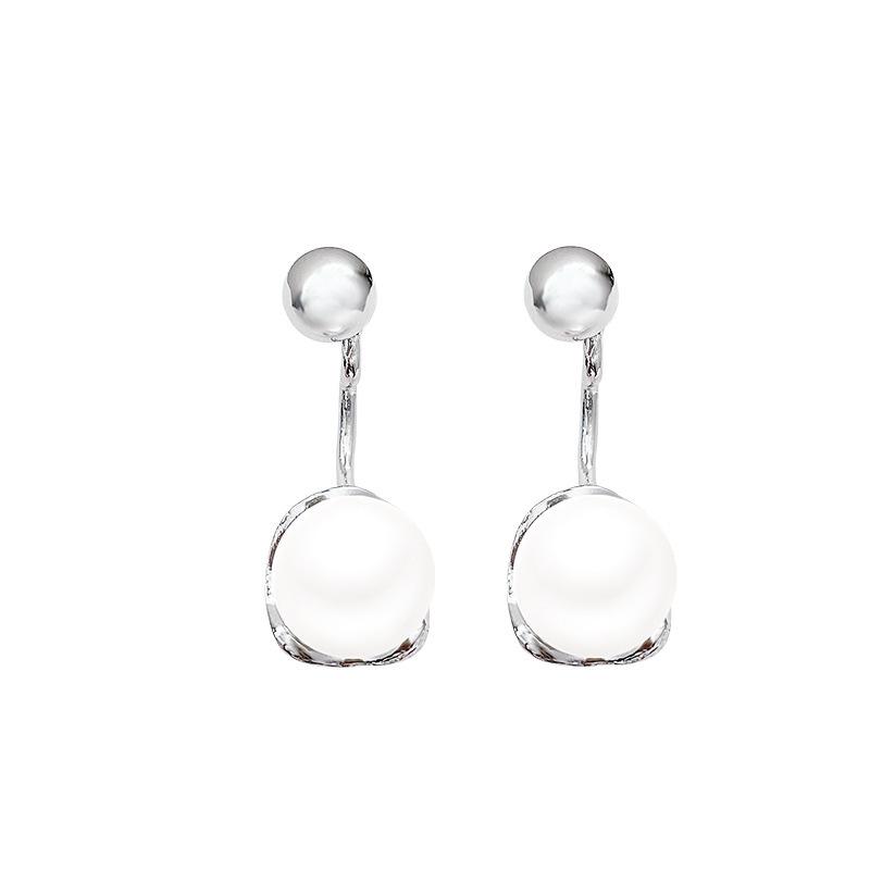 New Cold Wind Wearing Pearl Earrings Before and After Women's Simple Temperament Light Luxury High Sense Stud Earrings Versatile Fashion Earrings