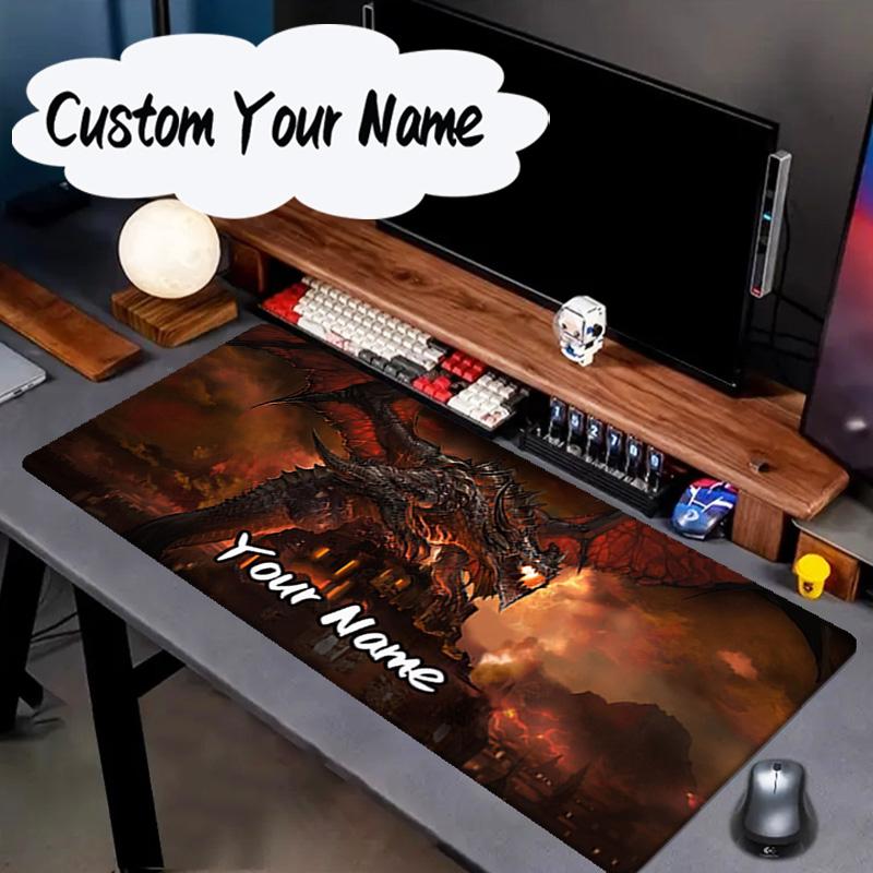 Custom Name Mouse pad Dragon's Fiery Warcraft game Mouse pad, Gaming Mouse Pad, keyboard pad, Desk Decor for computer notebook Fan Birthday Gift