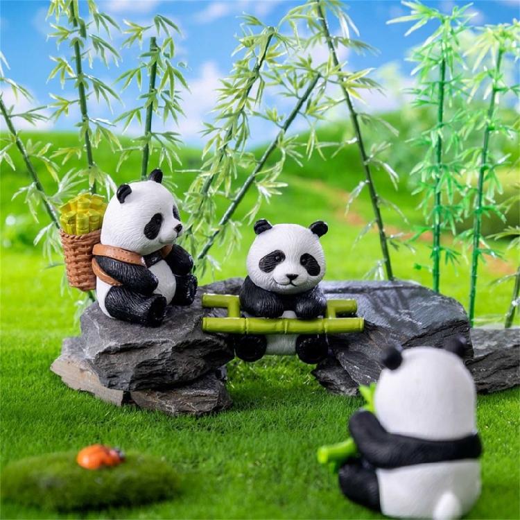 8 Pack Realistic Panda Figurines Small Animal Models Miniatures Ornaments for Cake Toppers and Garden Decors Accessories