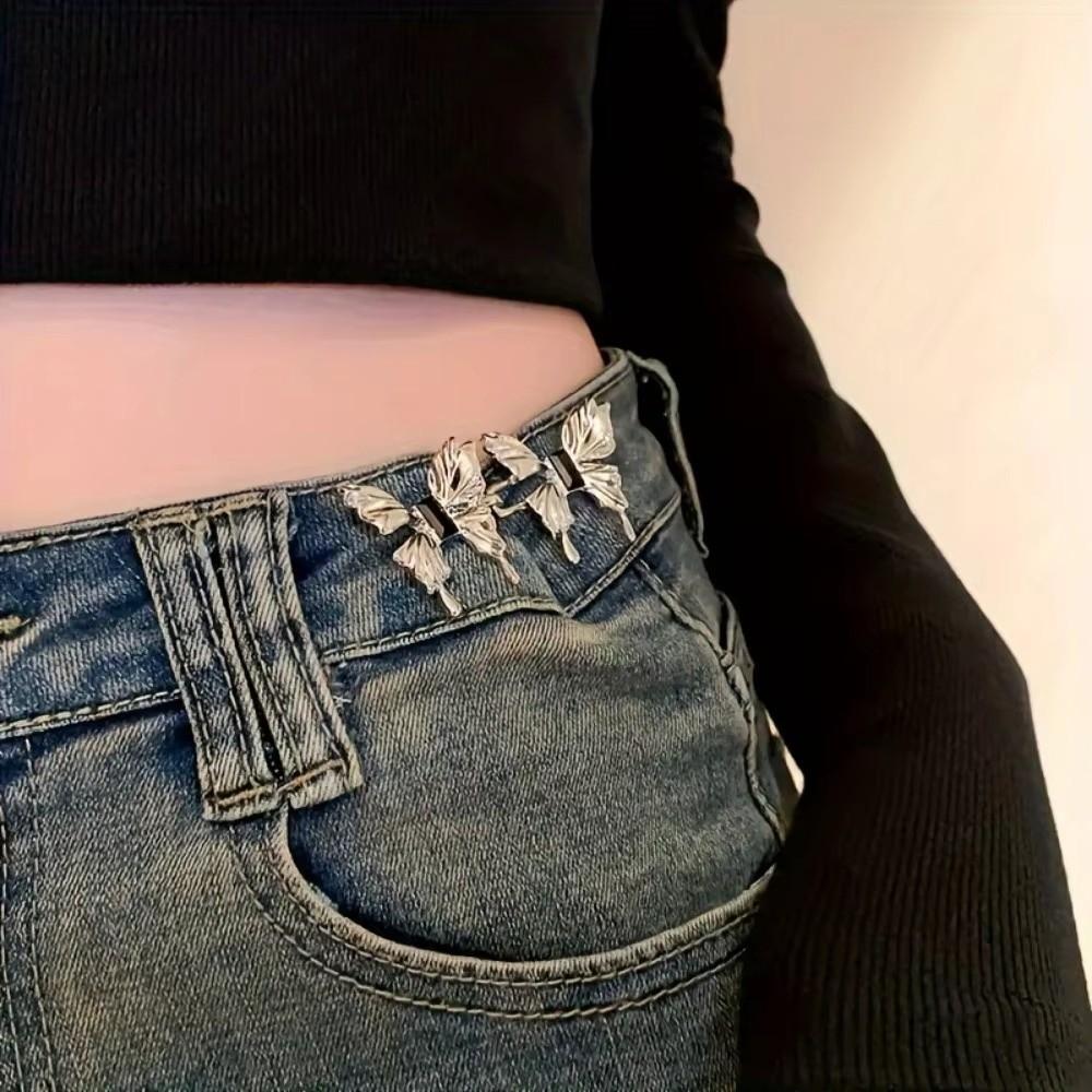 Five Pointed Star Jeans Buttons Adjustable Butterfly Pants Pins Waist Tightening Tool Fixed Brooches Dress Decoration