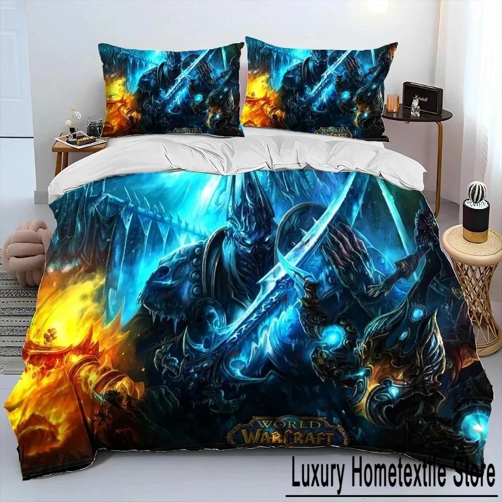 Joc de imprimare 3D World Warcraft WOW Set de lenjerie de pat Husă de pilotă Set de pat Husă de pilota Față de pernă Consolator King Queen Size Băieți Adult