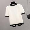 Women's Color-Block V-Neck Short Sleeve Slim Fit Shirt