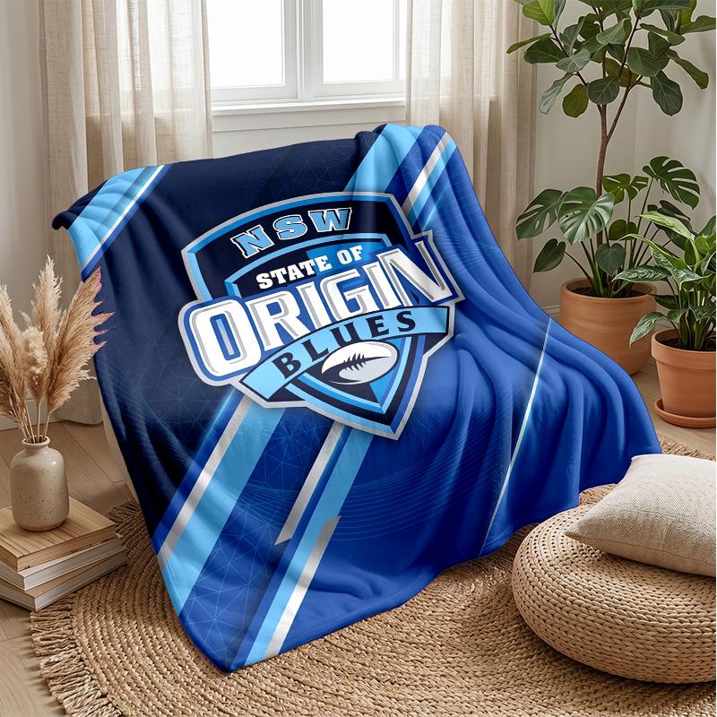 NSW Blues Flannel Fleece Blanket Cozy Warm Throw Blanket For Couch Bed Travel All Season Use