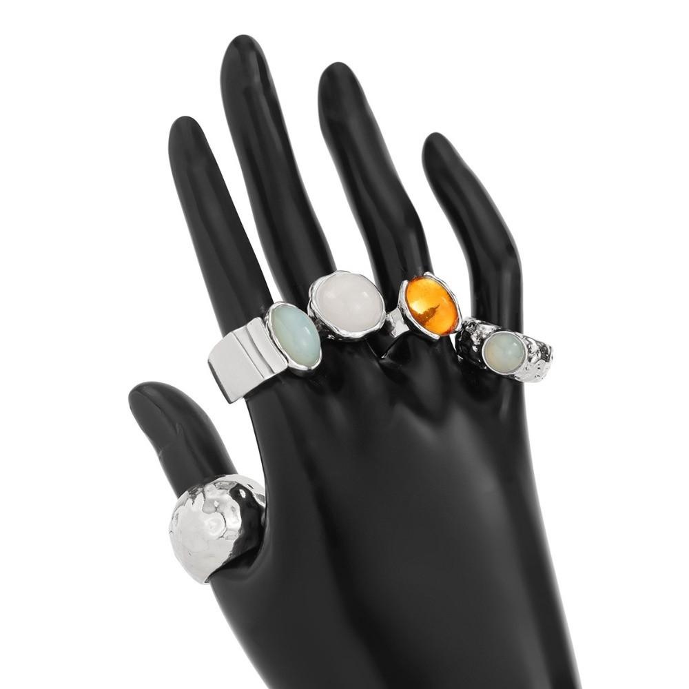 5pcs/7pcs Stackable Opening Rings Set Irregular Retro Metal Ring Chunky Smooth Rings Daily Wear