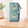 Floral Sleeping Cat Long Zipper Wallet Unisex Fashion Clutch Bag Large Capacity Card Holder Coin Purse Suitable For Daily Commute Travel Shopping