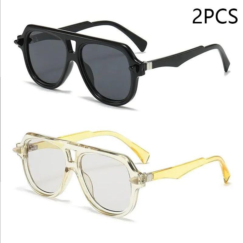 New Double Beam Personality Sunglasses Trend Large Frame European And American Fashion Sunshade Glasses