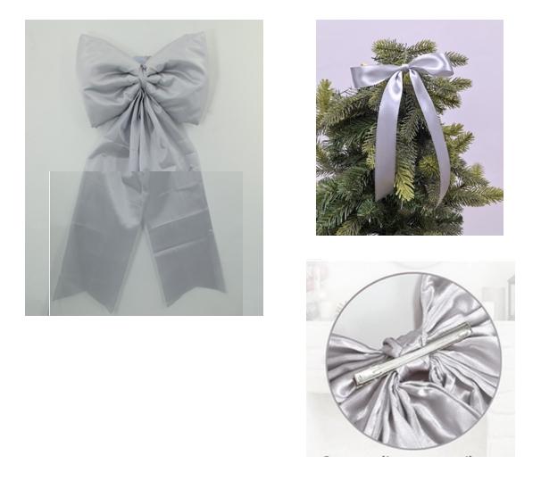 Kolip Christmas Tree Bow Top Decoration Set with Satin, Cotton, Iron Wire and 24 Ribbon Bow Pendants