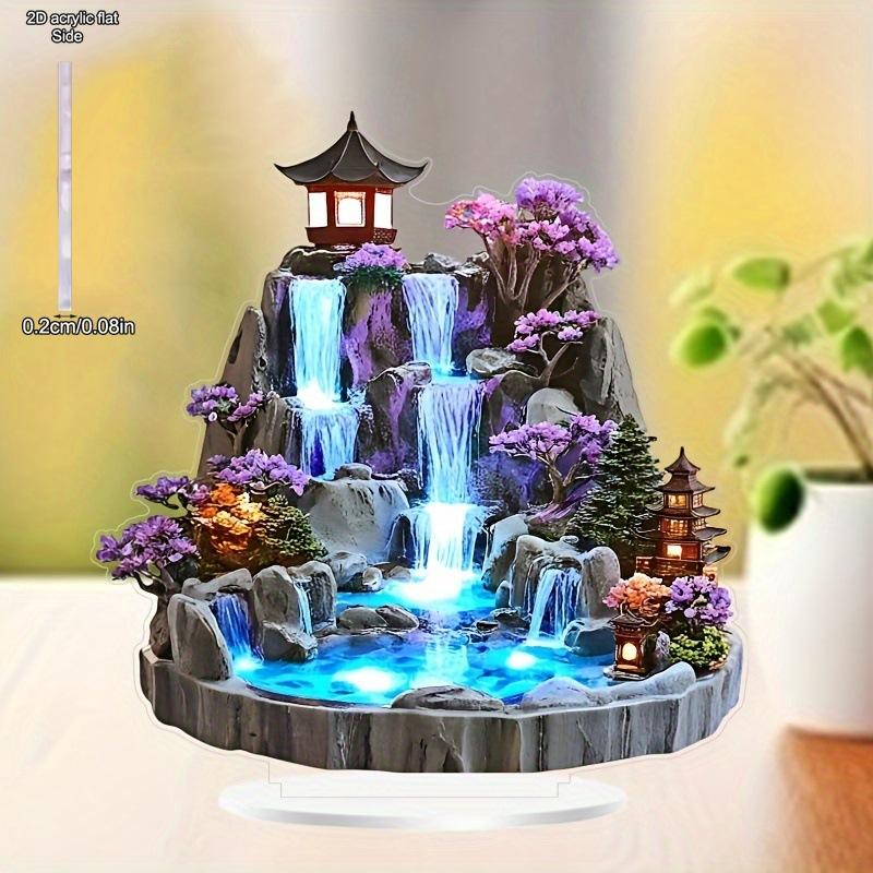Decorazione Fontanella Rocciosa Creativa per Scrivania, Decorazione in Acrilico per Soggiorno, Decorazione Decorazione Decorazione per la Casa, Asili, Scrivania di Casa Soggiorno