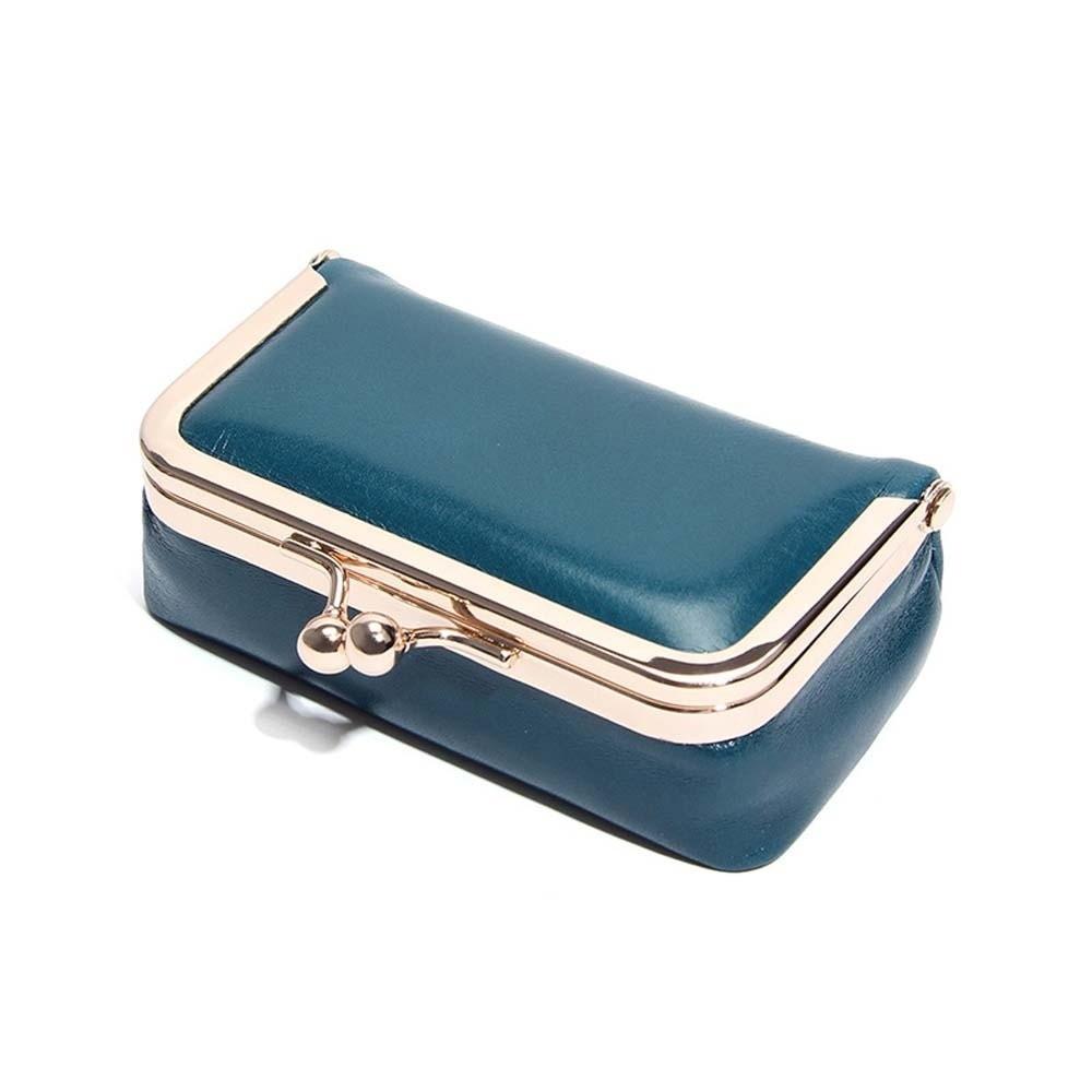 Portable Kiss Lock Coin Purse Exquisite Solid Color Leather Jewelry Bag Anti-lost Simple Small Item Bag Jewelry Storage