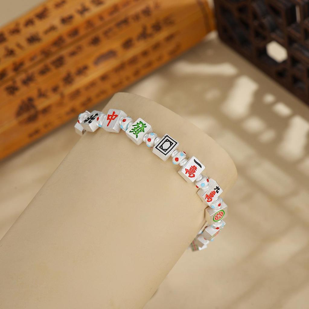 Thirteen Orphans Mahjong Bracelet: Luck-Enhancing Enamel Gold Jewelry for Men and Women