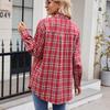 HNXC Women's Fashion Casual Autumn Winter Plaid Print Long Sleeve POLO Neck Blouses & Shirts