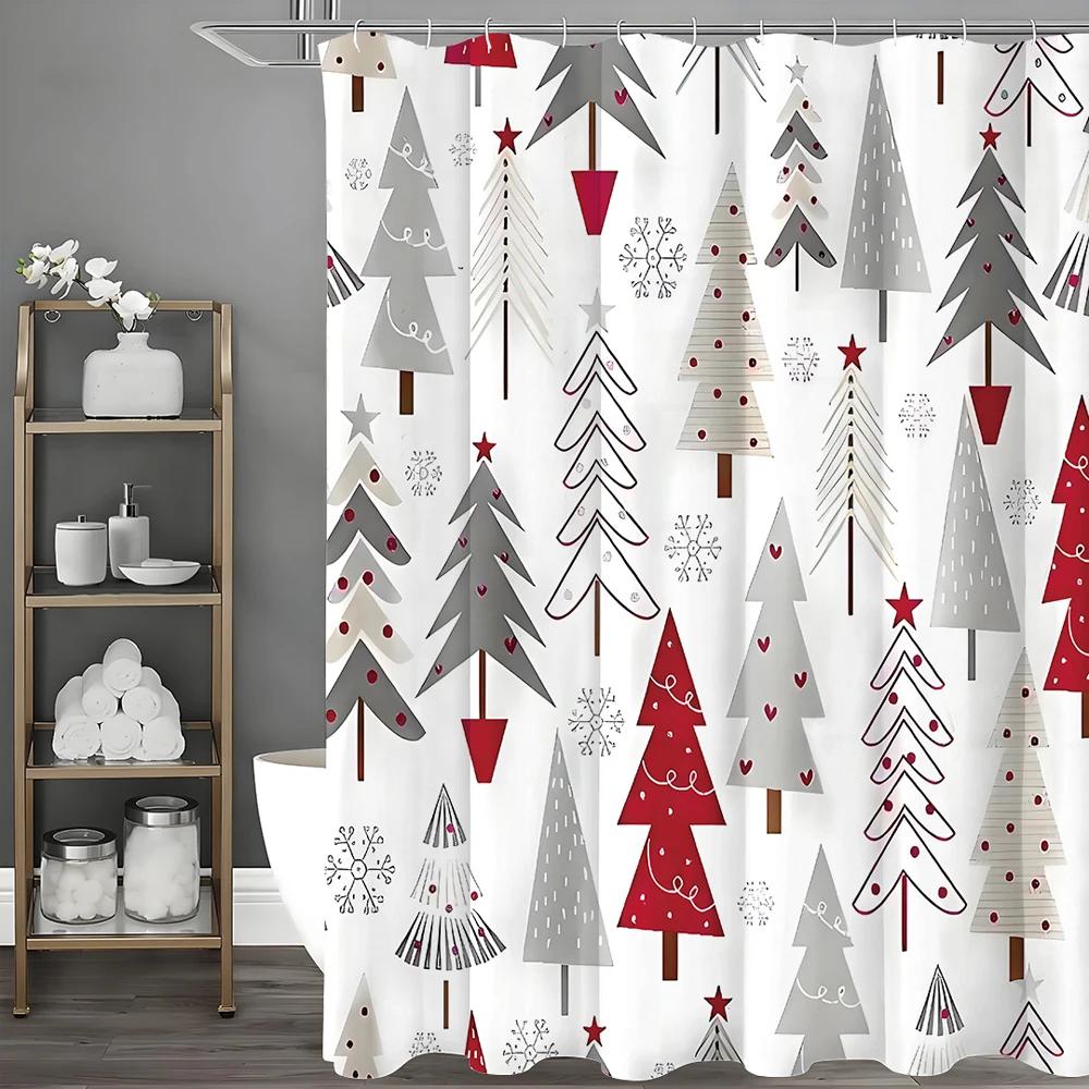 Cartoon Tree Shower Curtain, Bathroom Decorative Shower Curtain, Waterproof Shower Curtain with Hooks