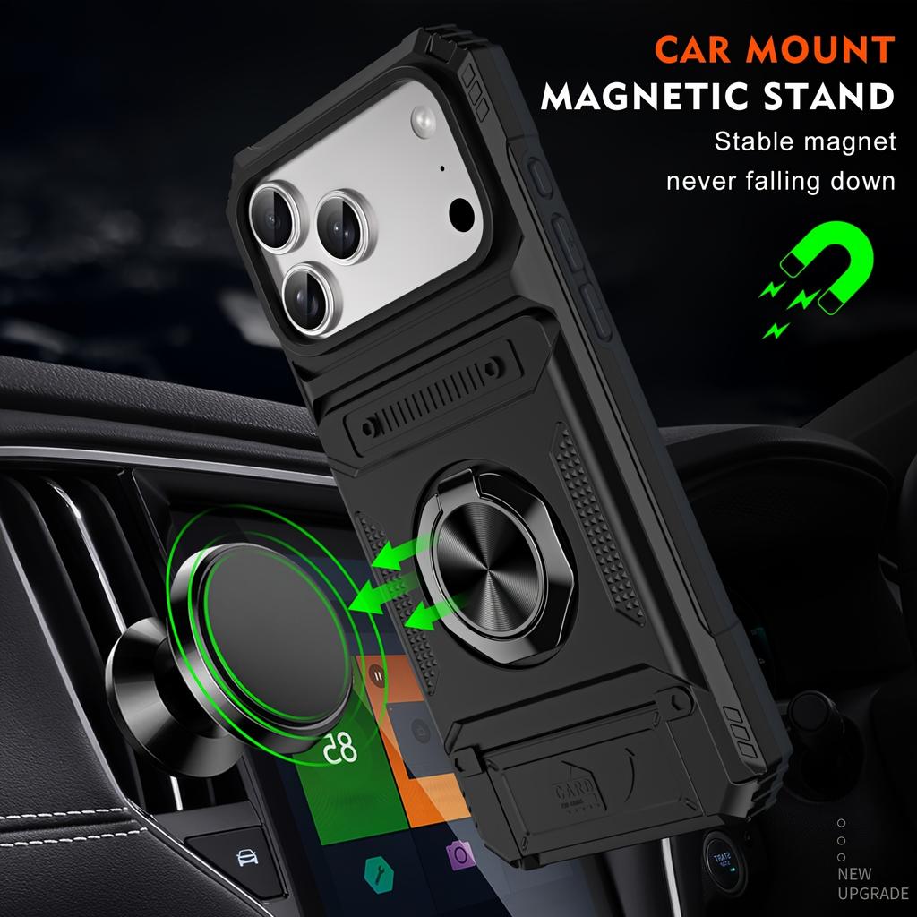 Case for For Iphone 17 16 1 14 Plus 13 12 Pro Max 11 Magnetic Rotated Ring Kickstand Heavy Duty Drop Protection Wallet Cover