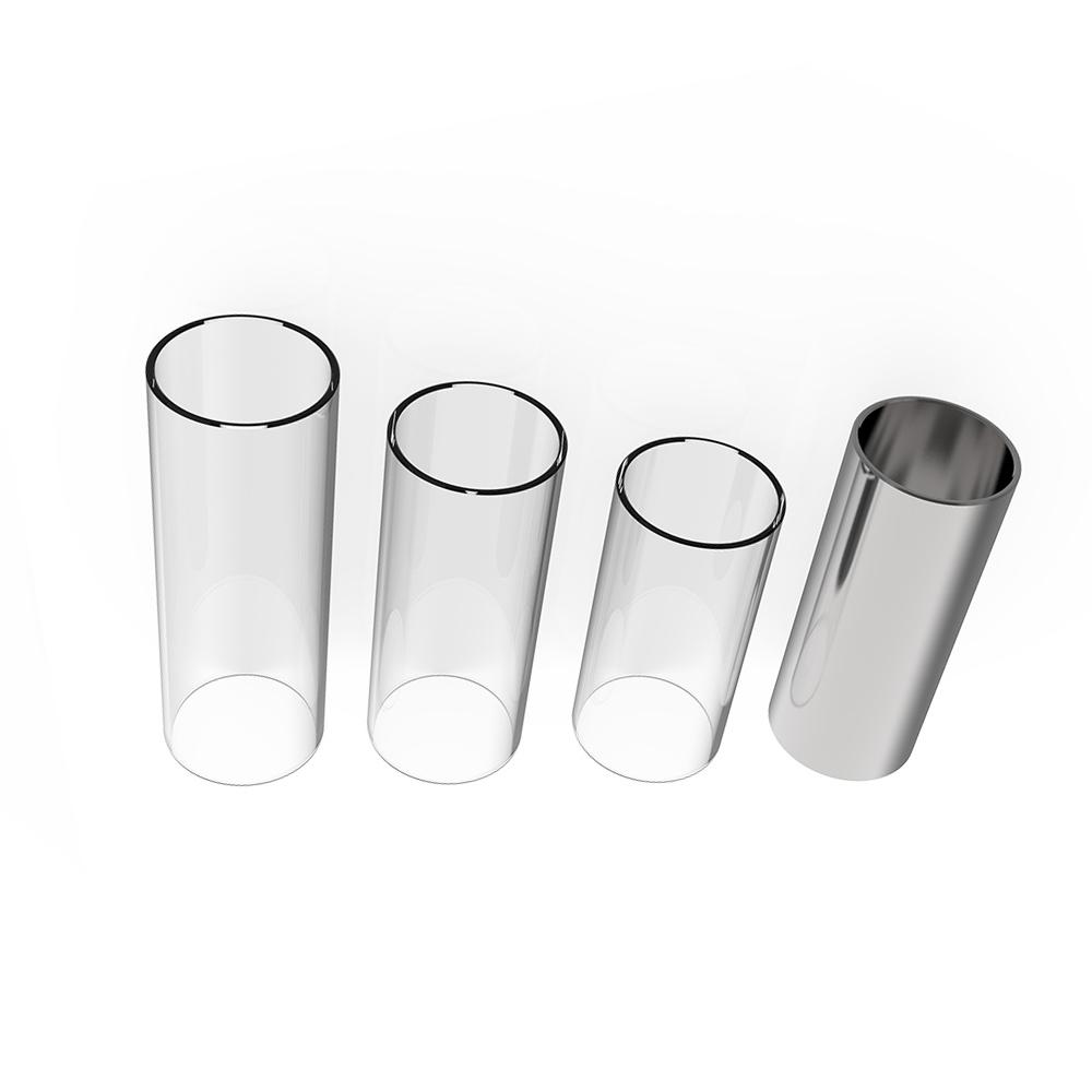 Guitar Slides Set Includes 3 Glass Slides (5.1cm  6cm  7cm) + 1 Stainless Steel Slide (6cm) + 4pcs Celluloid Thumb &