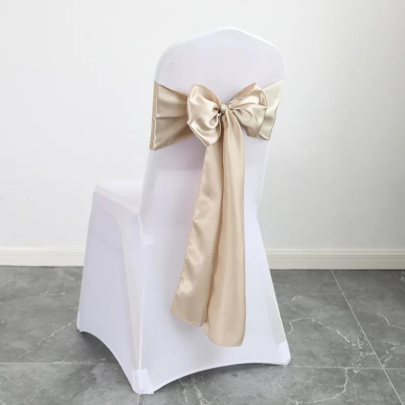 30pcs New Wedding Banquet Venue Chair Covers Back Flower Bows Silk Scarves Chair Backs Floral Patterns Ding Decorative Ribbons