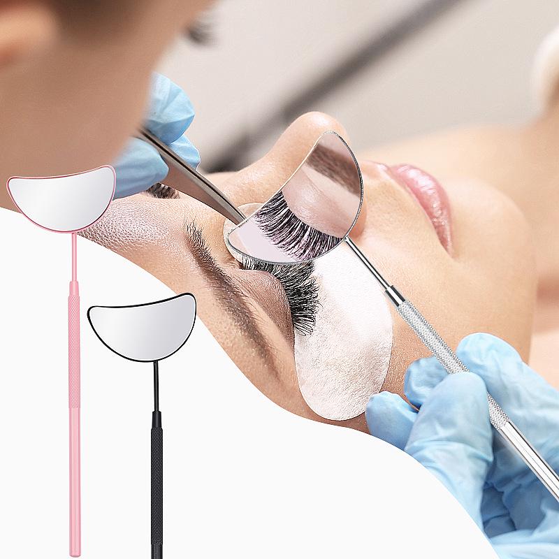 Crescent-shaped Stainless Steel Handheld Mirror for Eyelash Extensions