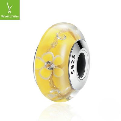 European & American Fashion DIY Bracelet: 3D Flower S925 Sterling Silver Glass Beads (SCZ052)