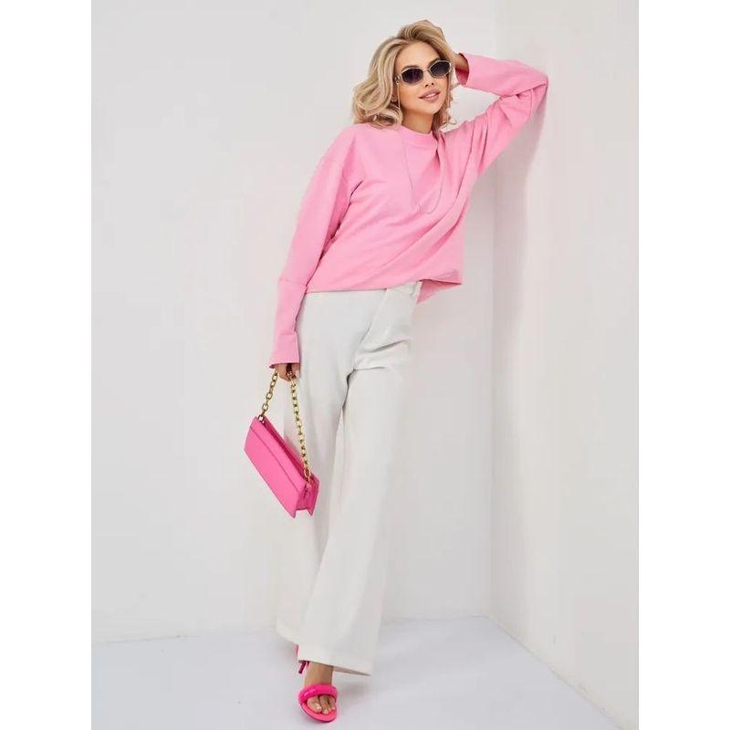 European and American New Fashion Casual Loose Comfortable Solid Long sleeve round Neck T-shirt Top Long Sleeved Top