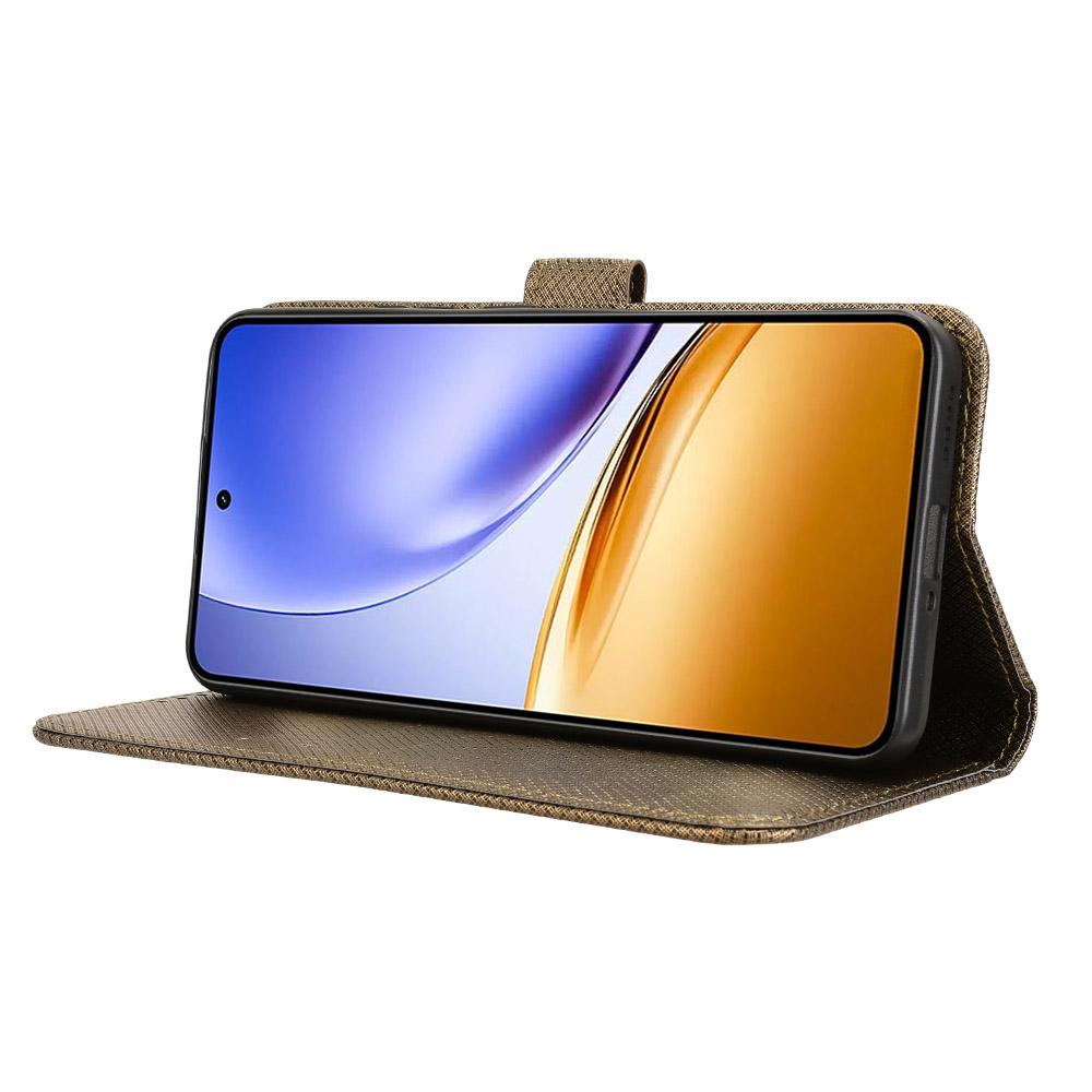 For Realme 14T 5G/Realme 14 5G Leather Wallet Case with Strap Diamond Texture Phone Cover