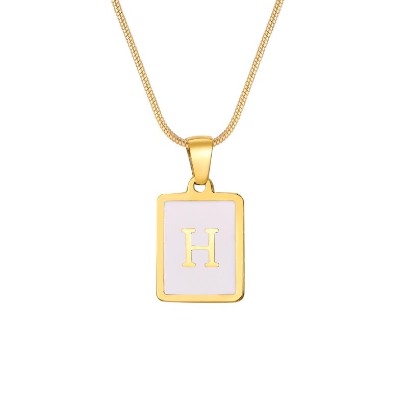 Stainless Steel Pendant Necklace Men Fashion Letter Square Card Necklace Adjustable Chain Necklace Present for Man Woman