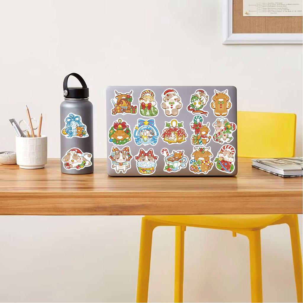 50/100PCS Christmas Cartoon Calf Sticker Phone Case Diary Suitcases Motorcycle Cup Speaker Phone Stationery Notebook PVC Sticker