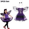 Kinder Mädchen Vampir Teufel Cosplay Kleid Komplettset mit Zubehör Halloween Motto Party Kostüm Feiertagsgeschenk für Mädchen