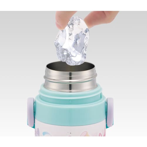 Skater Children's Water Bottle, 2-Way, 470ml (Direct Drinking) or 430ml (Cup Drinking), Disney Princess Design, Size 25, Girls, Stainless Steel, Insul