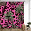 1Pc Tropical Leopard Print Shower Curtain - Vibrant Pink Jungle Palm Design With Exotic Spots, Bold Polyester Fabric 70X70 Inche