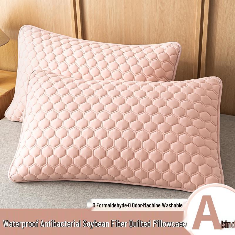 Quilted Waterproof & Stain-Resistant Pillowcases (Set of 2) - Solid Color, Protects Pillow, 48x74cm