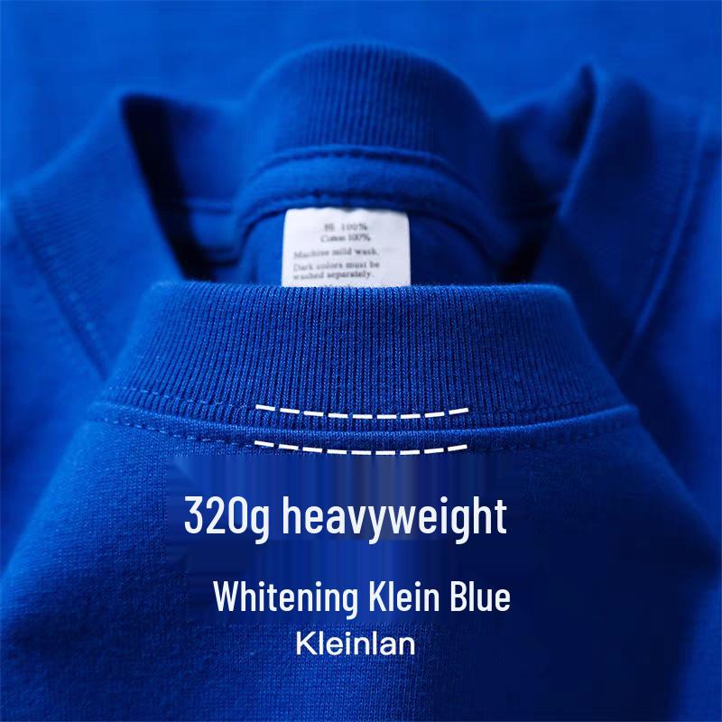 320g Heavyweight American Style Pure Cotton Unisex T-shirt - Thick, Non-Transparent, Summer Loose Fit, Pure White