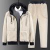Men's Plus Size Silver Fox Fleece Hoodie & Lambswool Sweatpants Winter Set