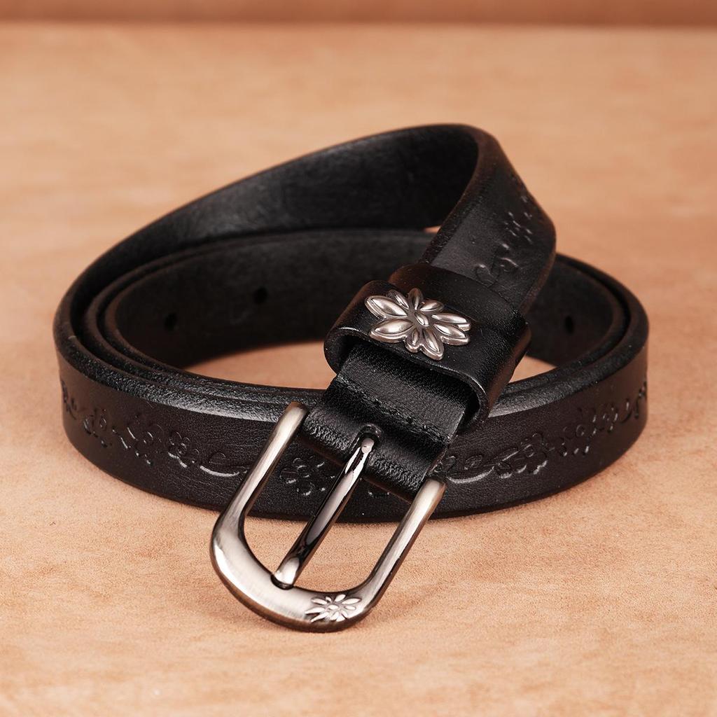 Women's Handmade Retro Leather Pin Buckle Belt - Trendy Cowhide Pant Accessory