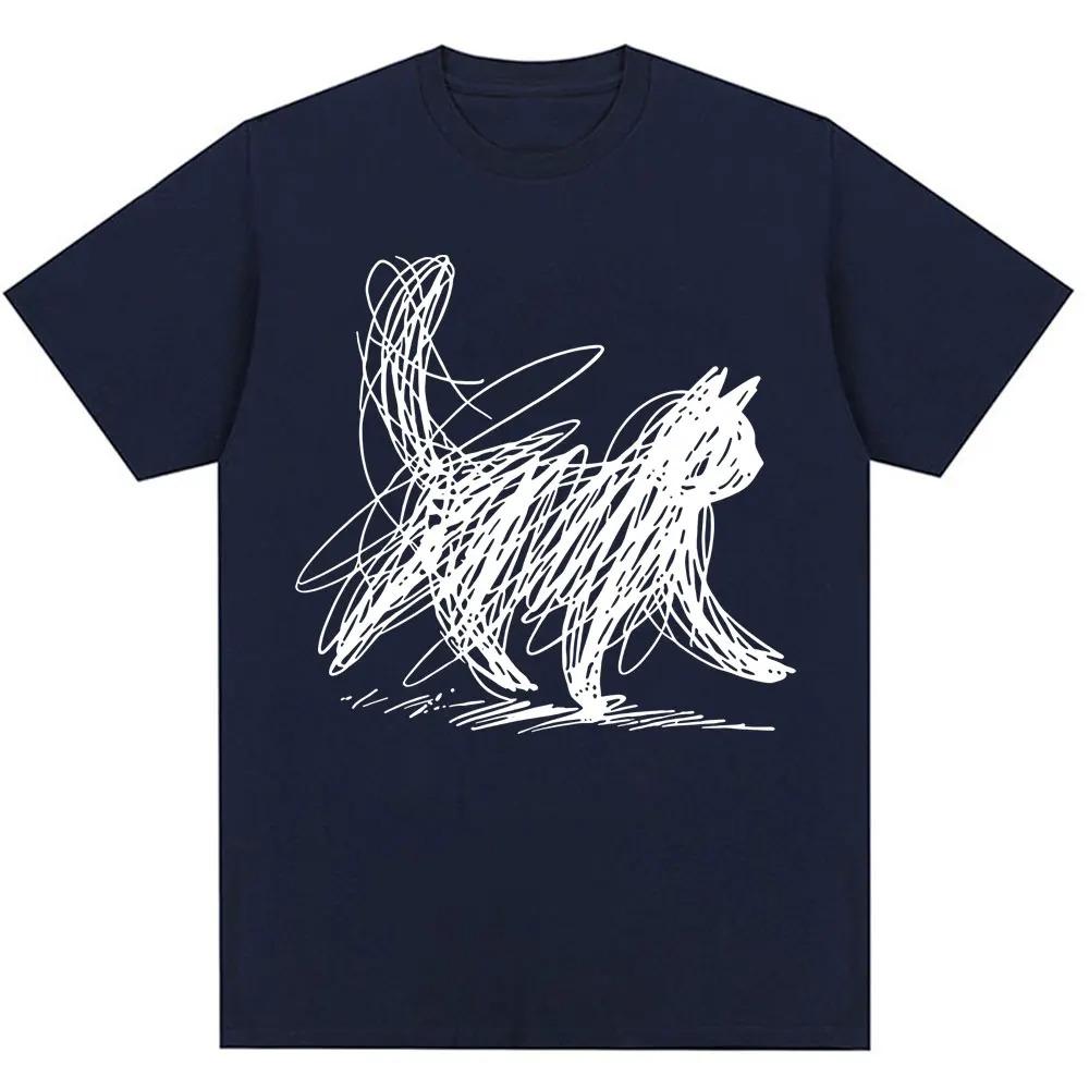 Funny Graffiti Cat Japanese Style Graphic TShirt Unisex Harajuku Trendy Oversized 100 Cotton Casual Short Sleeve Streetwear