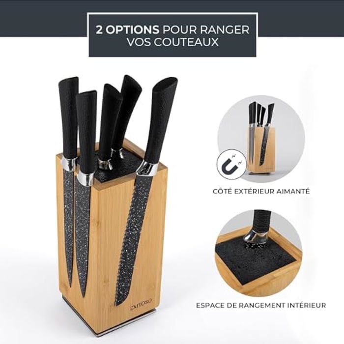 Bloc à couteaux - exitoso - rotatif 360° - 20 couteaux - aimants externes - beige